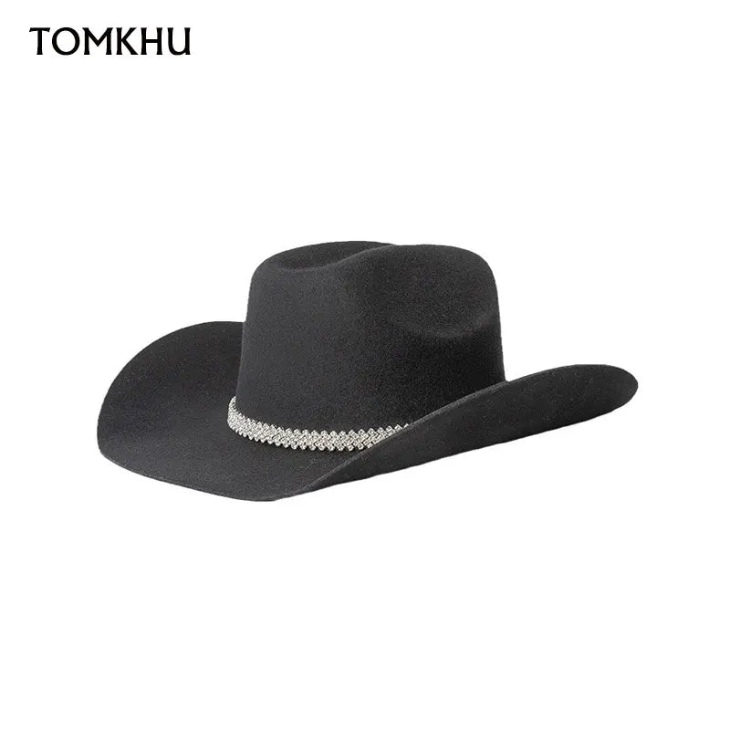 Hot Sell Fashion Elegant Wide Brim Wool Luxury Fedora Hat Fall Winter Warm White Cowboy Felt Hat Lady Panama Jazz Hat Wholesale