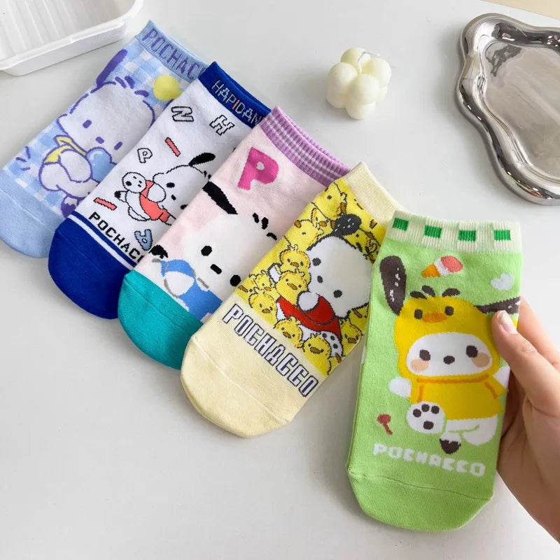 Kawaii Sanrio Socks Anime Hello Kitty Kuromi Spring Summer Sweet In The Tube Cartoon Socks Cute Girls Cotton Home Warm Sock