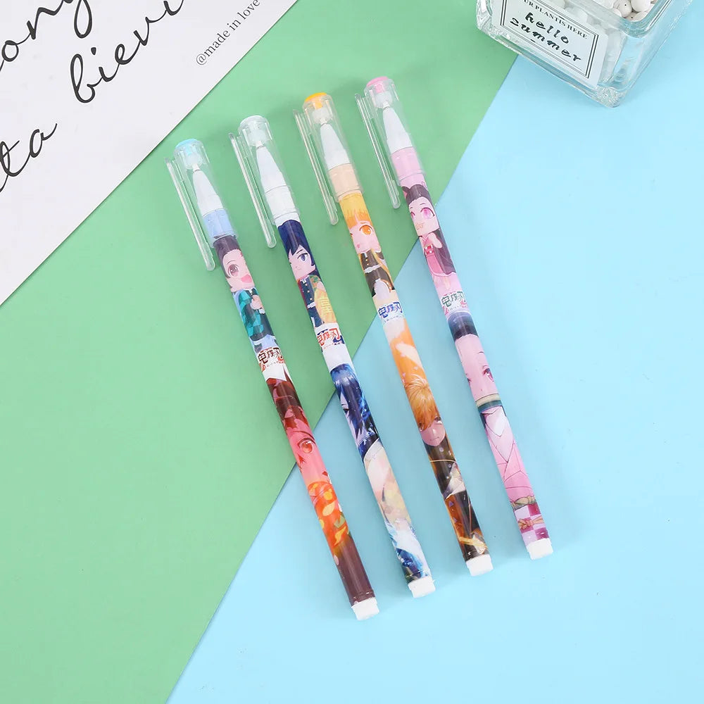 4/8/12PCS Demon Slayer  Neutral Pen Student Quick Dry 0.5 Black Ink Blue Ink School Supplies Office Stationery Gift