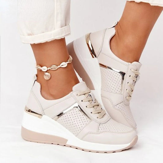 2023 Fashion Women Sneakers Ladies Lace-Up Wedge Sports Shoes Vulcanized Shoes Casual High Quallity Comfy Female Running Shoes