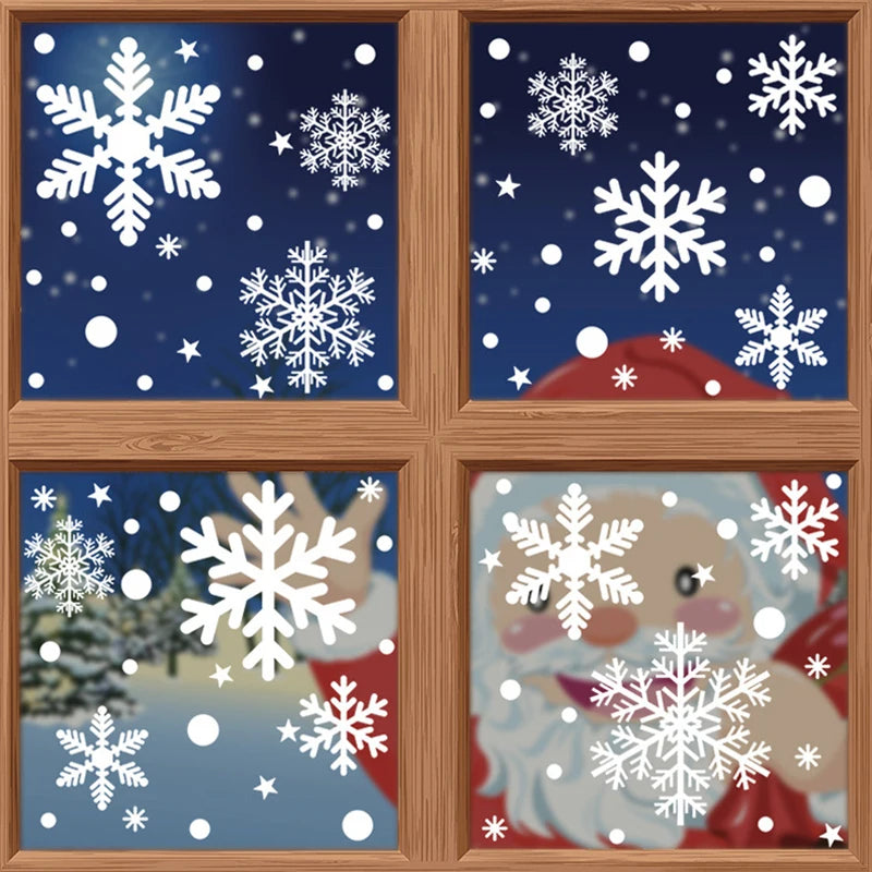 1Sheet Christmas Party Lights Snowflake Stickers Rotating Xmas Pattern Outdoor Holiday Self-adhesive Home Window Garden Decor