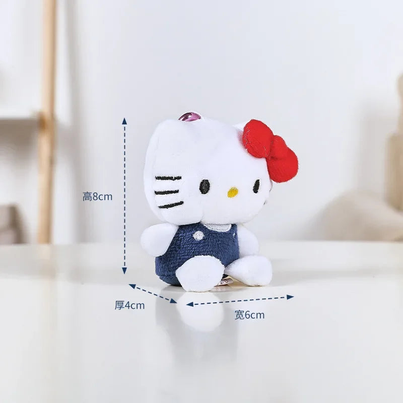Cute Sanrio Hello Kitty Plush Doll Cartoon Schoolbag Decoration Fashion Bag Pendant Love Buckle Keychain Hook  Holiday Gifts