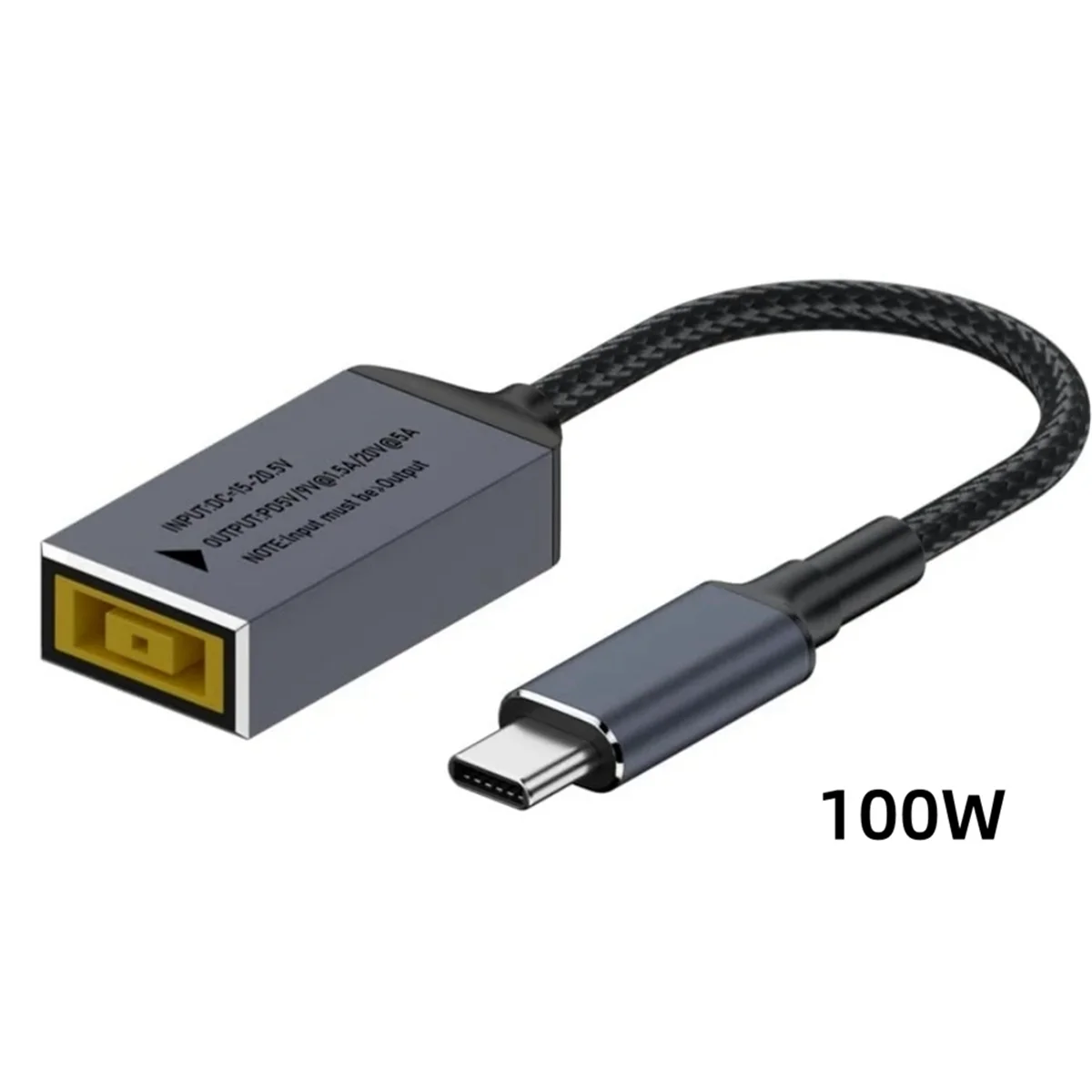 PD100W for Lenovo DC Square Jack to USB Type-C Converter Charging Cable Compatible with for Lenovo Laptop Charger