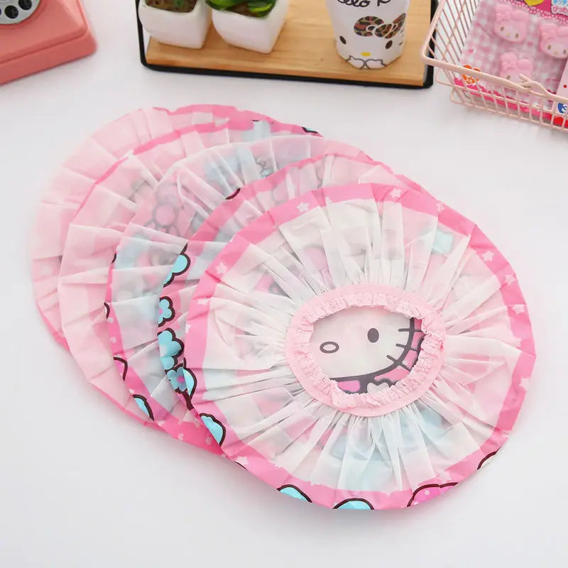 4Pcs Random Pattern Sanrio Hello Kitty Kawaii Anime Waterproof Shower Cap Cute Cartoon Children Bath Hat Lovely Gifts for Girls