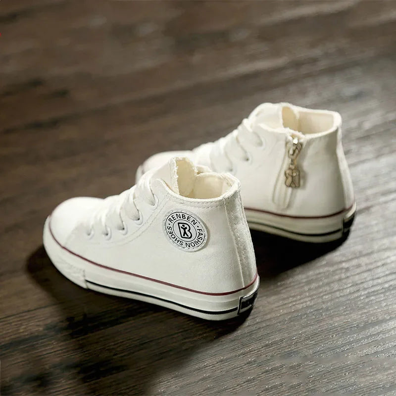 Kids Shoes for Girl High-top Children Canvas Shoes Boys Girls White Sneakers Baby Spring Casual Student Sports Shoes