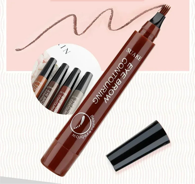 5 Colors Waterproof 4 Fork Tip Eyebrow Tattoo Pencil Long Lasting Brown Liquid Eyebrow Pen Eye Cosmetics Women Beauty Makeup