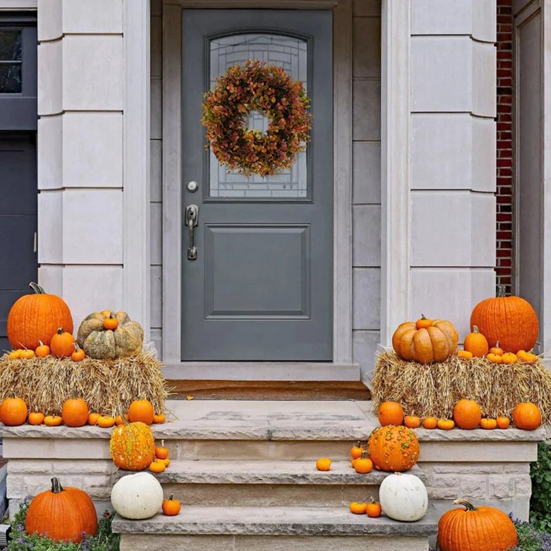 Autumn Wreath Home Decoration Outdoor Front Door Fall Wreath Room Decor Diy Wall Hanging Farmhouse Home Decoration