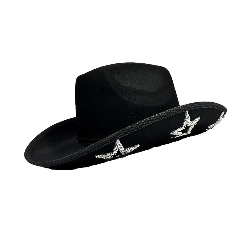 Cowboy Hat Western Style Ladies Retro Trendy Hat Five-pointed Cowboy Visor Accessories Dome Hat Star Party Dick V4C2