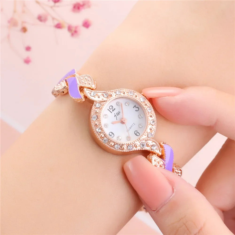 New Fashion Rhinestone Watches Women Luxury Brand Stainless Steel Bracelet watches Ladies Quartz Dress Wristwatches reloj mujer