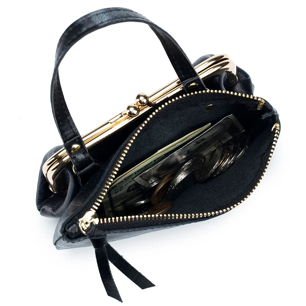 Royal Bagger Coin Purse for Women Genuine Cow Leather Ladies Vintage Shoulder Bag Large Capacity Handbag Clutch Purse 2007