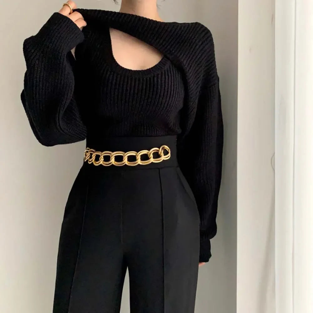 2023 Women Knit White Y2K Bolero 2 Piece Sweater Shrug Ladies Long Sleeve Fall Outfit Clothes Knit Wear Shrug Sweater Cardigan