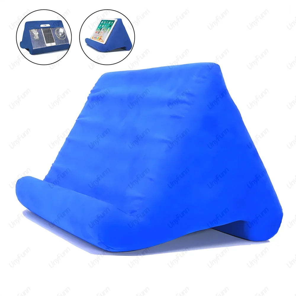 Soft Tablet Pillow Holder with Cable Pocket Pad Tablet Bracket Dock for Lap Bed and Desk for iPad Phone Kindle Reading Stand