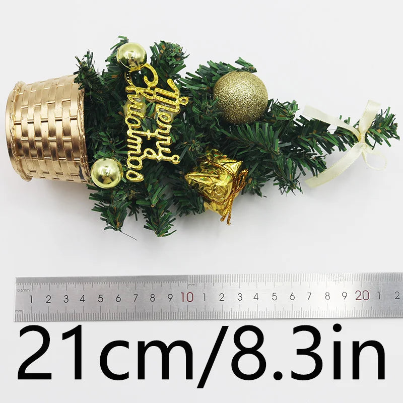 (1 Piece/pack) 21cm Mini Christmas Tree Desktop Decoration To Celebrate Christmas Potted Plants Holiday Party Supplies