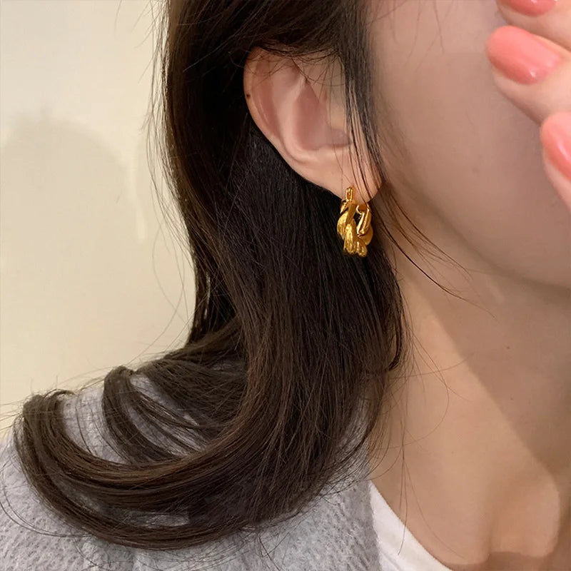 XIYANIKE Gold Color Croissant Ear Buckle Hoop Earrings For Women Girl Luxury Fashion New Jewelry Lady Gift Party серьги женские