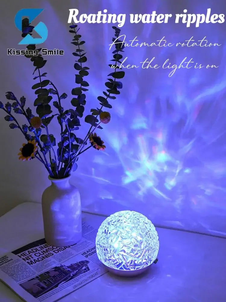 Water Ripple Projector Night Light Lamp Sunset Photography Ocean Wave Dynamic Bedroom Decor Aesthetic Led Atmosphere RGB Table