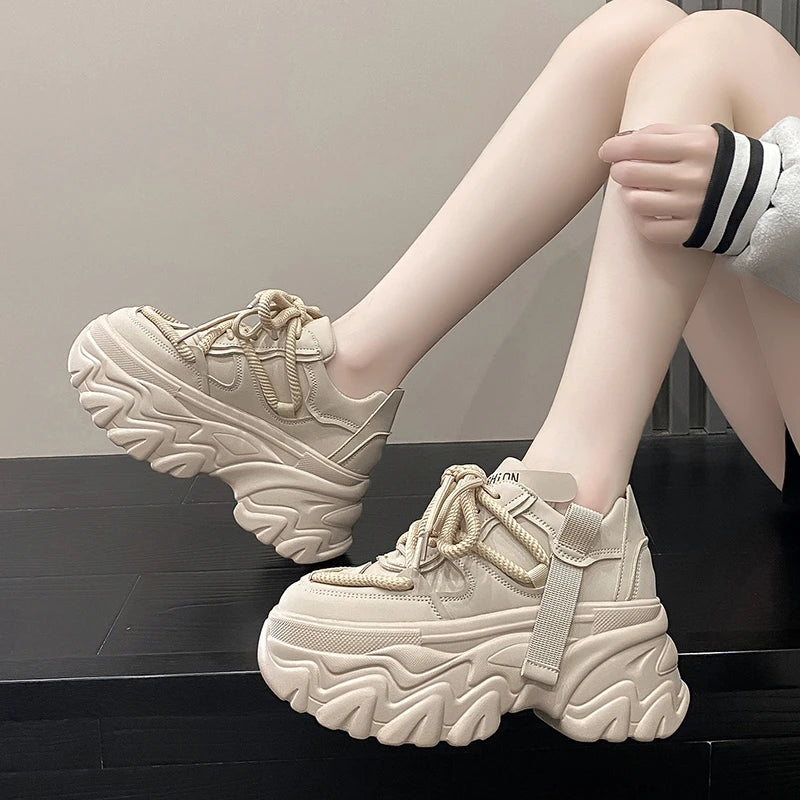 Autumn Women's Sneakers New Breathable High Platform Shoes Woman Ladies Vulcanize Casual Chunky Sneakers Zapatillas Mujer 8CM