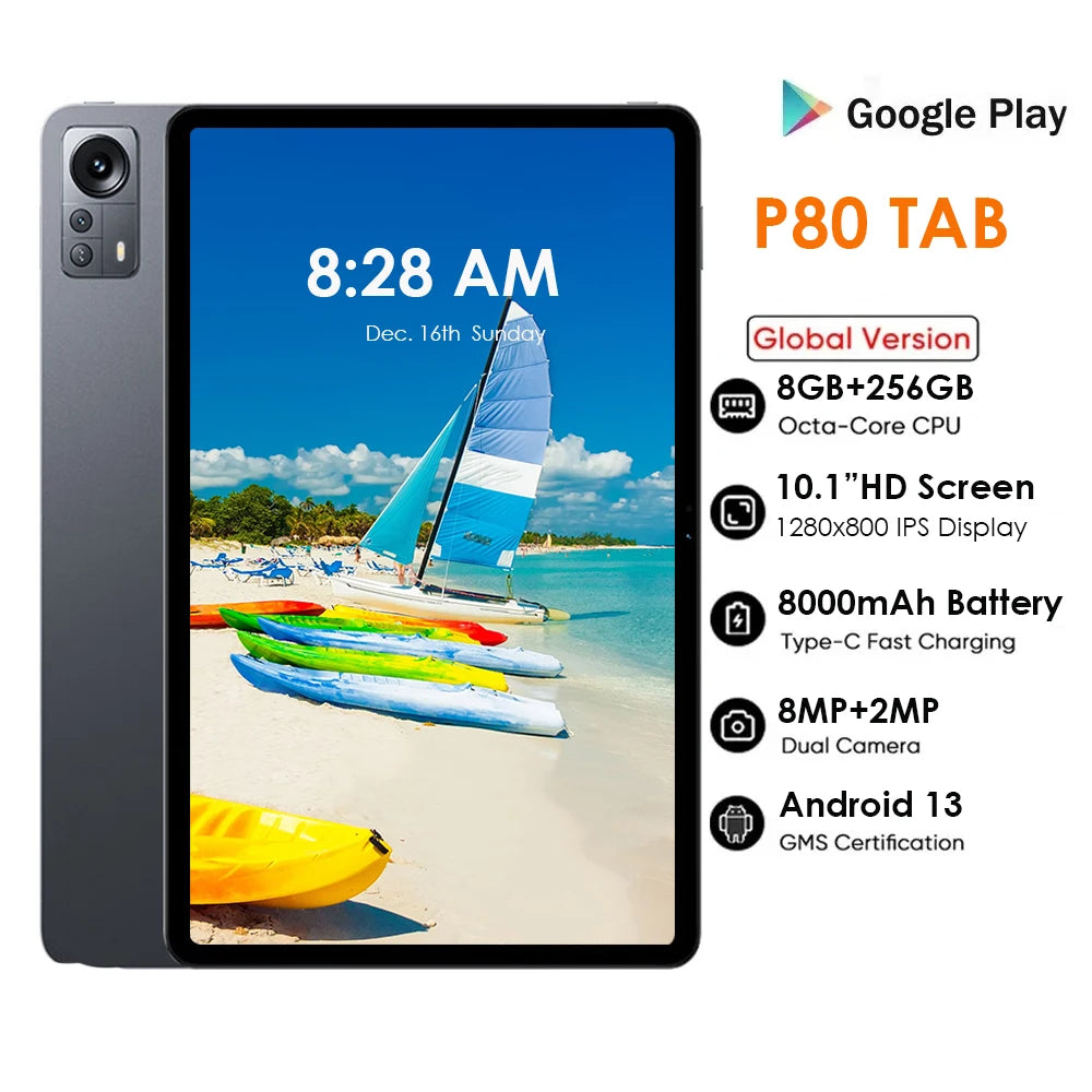 10.1inch Tablet Pad 1280X800 HD 8GB 256GB Android 13 MTK8183 8-Cores 8000mAh Dual WIFI Bluetooth Dual SIM 4G Phone Tablettes