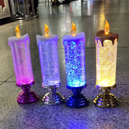 LED Candle Glitter Color Change Waterproof Electronic  Candles For Party Birthday Wedding Decoration Charge Christmas Candles