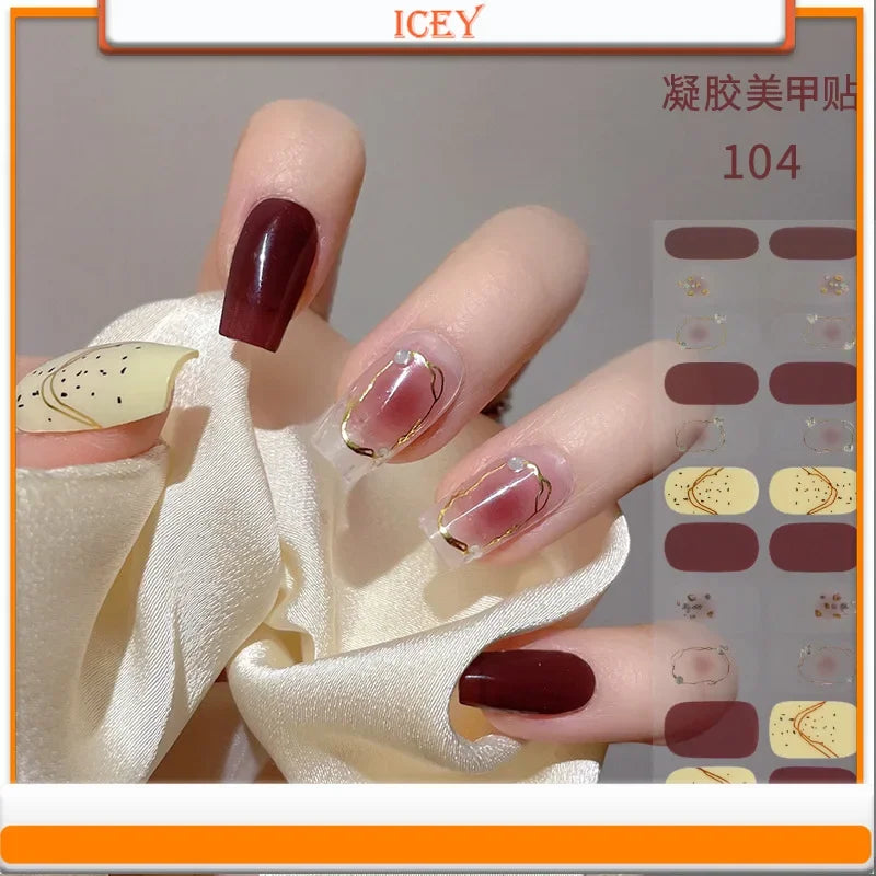 Icey Beauty 1set Gel Nail Enhancement Paste Ins Style Laser Gilding Nail Sticker