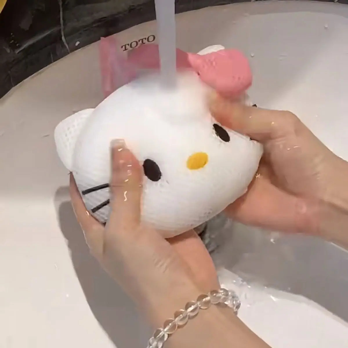 Kawaii Sanrio Hellokitty My Melody Soft Mesh Shower Sponge Balls Shower Puffs Body Cleaning Exfoliating Scrub Bathroom Products