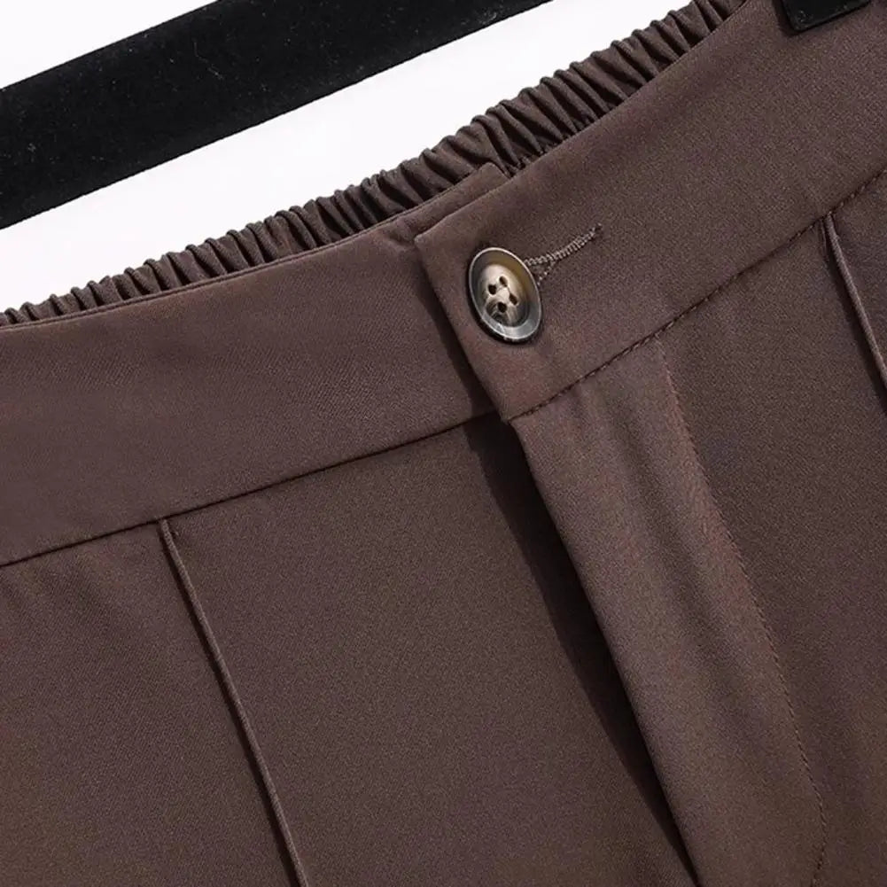 Women Formal Suit Pants Elastic High Waist Long Pants Solid Color Straight Wide Leg Office Lady Dress Pants Workwear