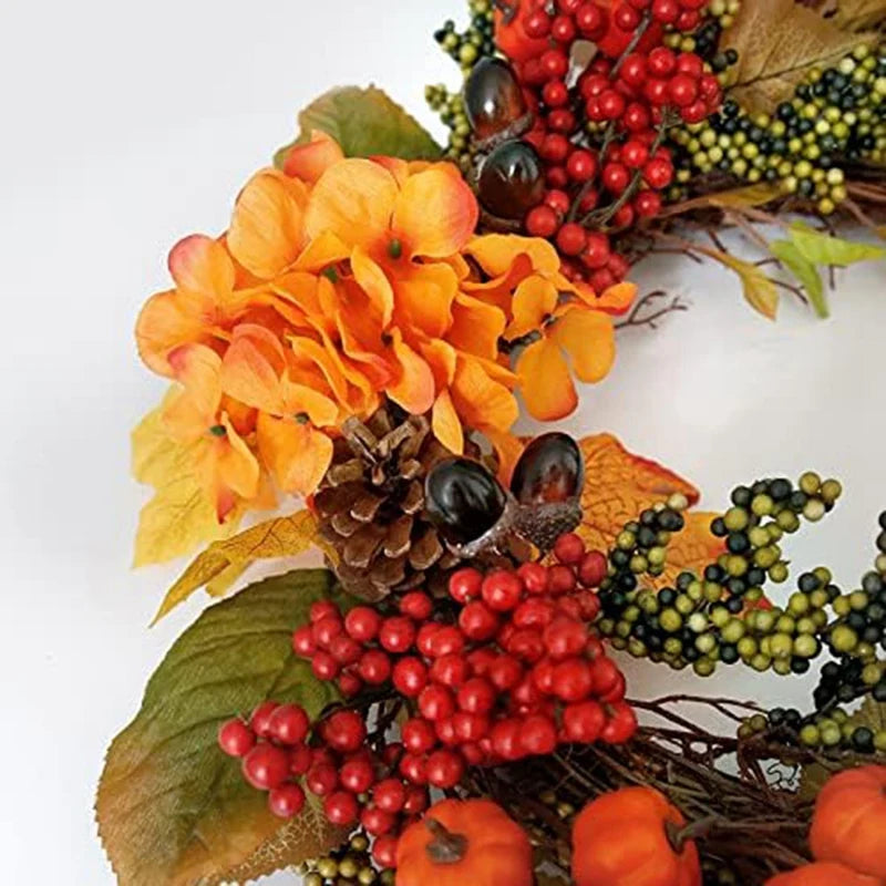 Fall Decor Fall Wreath For Front Door Pumpkins Berries Wreath Decorations For Autumn Thanksgiving Harvest Farmhouse Home Durable