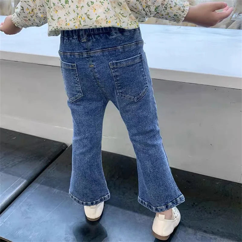 Girls Jean Pants Long Trousers Cotton 2024 Pearl Spring Autumn Teenagers Baby's Kids Pants Outdoor School Teenagers Children's C