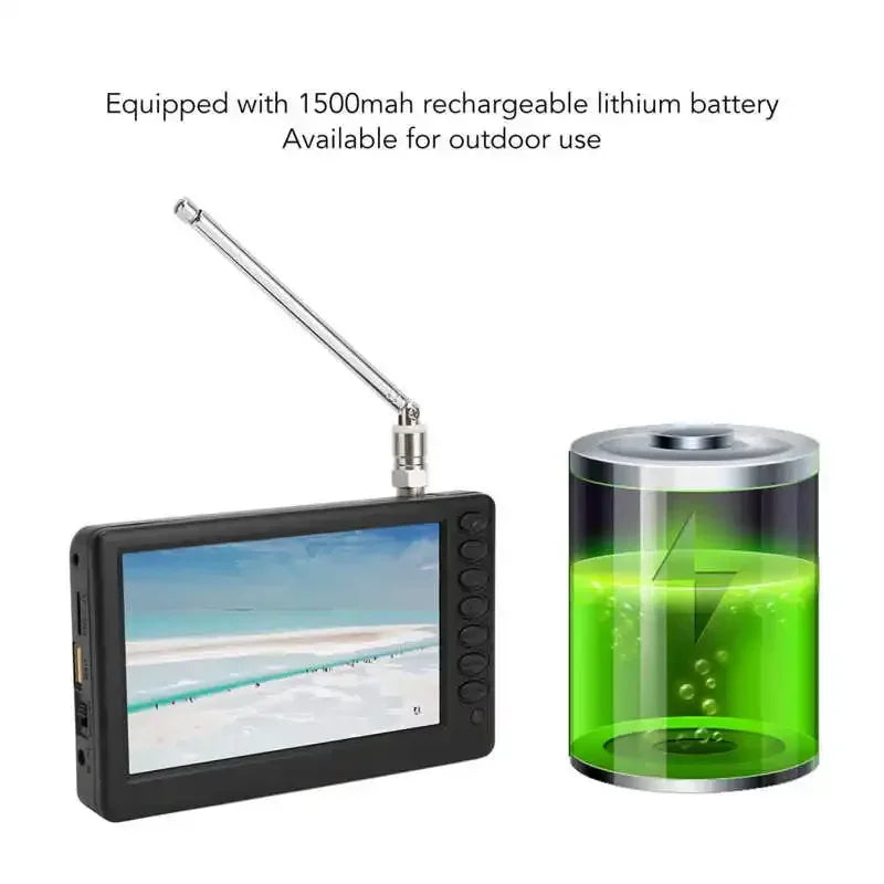 5 Inch Portable TV ISDB TCompliant Rechargeable1080P Mini Digital Television EU Plug portatil digital con wifi smart tv 110‑220V