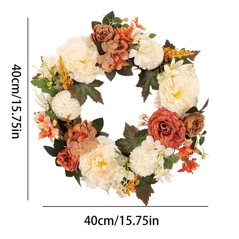 Artificial Camellia Fall Wreath For Front Door Eucalyptus Leaves Wreath Spring Summer Greenery Decorative Hangable For Windows