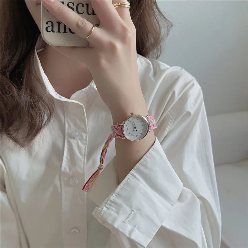 Ladies Knitted Style Watch Ladies Exquisite Disc Watches Bohemian Style Watch Birthday Gift