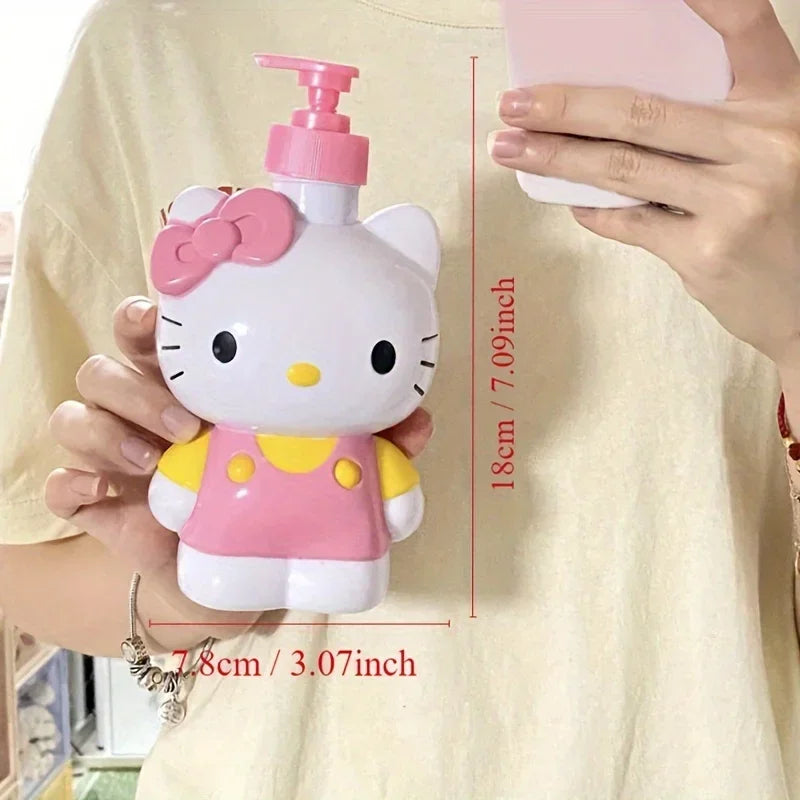 Cartoon Sanrio Hello Kitty Soap Bottle Kt Model Shower Gel Refill Press Bottle Cartoon Children's Hand Sanitizer Press Bottle