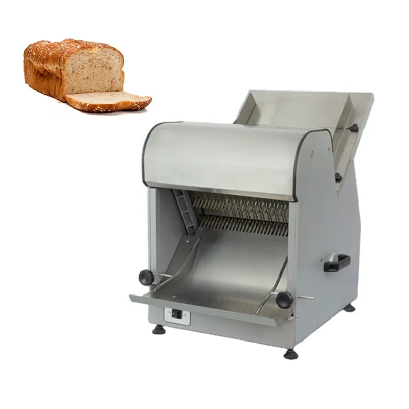 Commercial Bread Slicer 250W Stainless Steel 12mm Blades Electric Bread Cutting Machine Kitchen Appliance Toast Processor