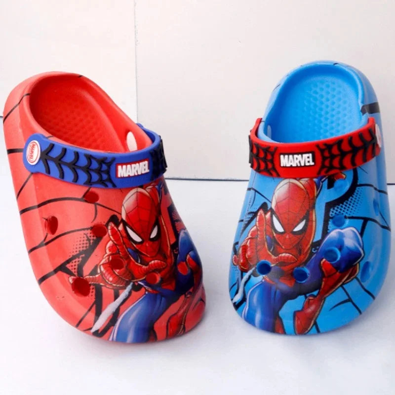 2024 Disney Children's Slippers Summer Boys Spiderman Slipper Anti-slip Hole Kids Beach Shoes Soft Bottom Toddler Home Slipper