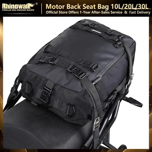 Rhinowalk Motorcycle Rear Seat Bag 10L/20L/30L Waterproof Motocross Luggage Pack Multi-Function Tail Bag with Raincover