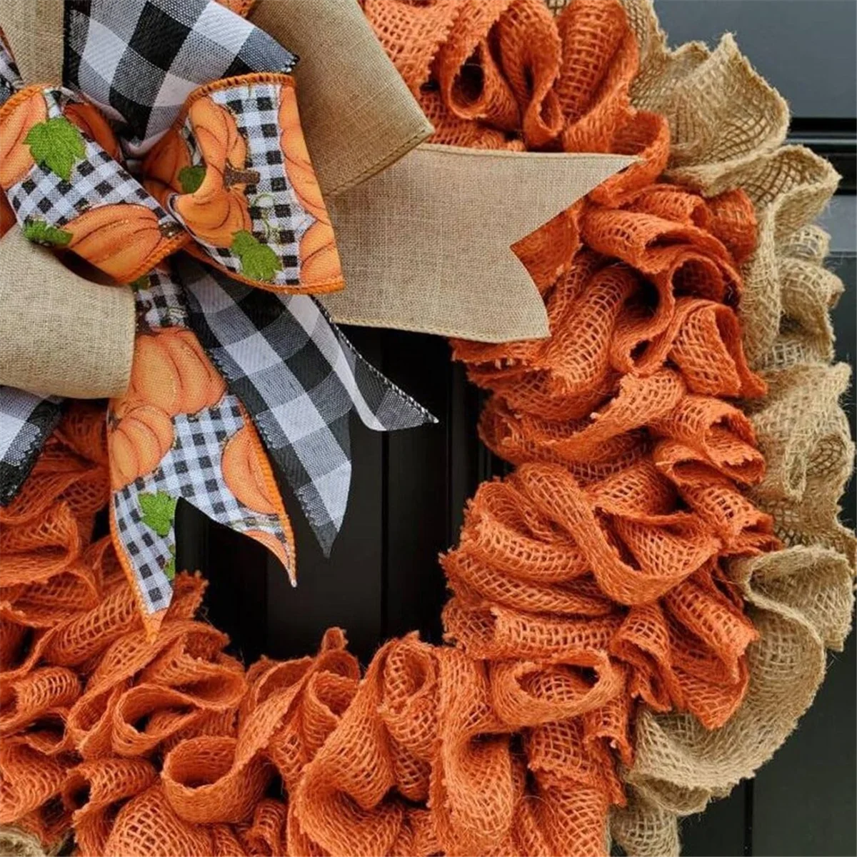 Fall Burlap Wreath Autumn Wreaths for Front Door Farmhouse,Thanksgiving Pumpkin Wreath with Bows Decor