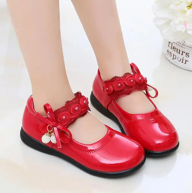 Girls Leather Shoes for Children Wedding Dress Princess Dance Shoes Kids Summer Bow-knot Black Student Sandals Korean Fashion