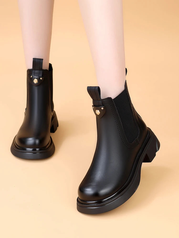 Winter Boots Lady Women's Rubber Shoes Rain Round Toe Boots-Women Luxury Designer Chelsea 2024 Med Ankle Autumn Fashion