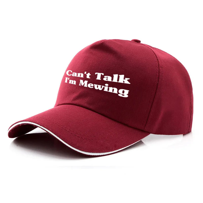 Can't Talk I'm Mewing Baseball Cap Funny Introverts Geek Gift Y2k Caps For Men Women Teen Unisex Casual Hats