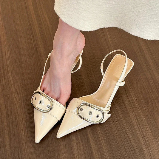 2024 New Summer Sandals Women Pointed Toe High Heels Shoes Outdoor Elegant Dress Ladies Shoes Zapatillas De Mujer