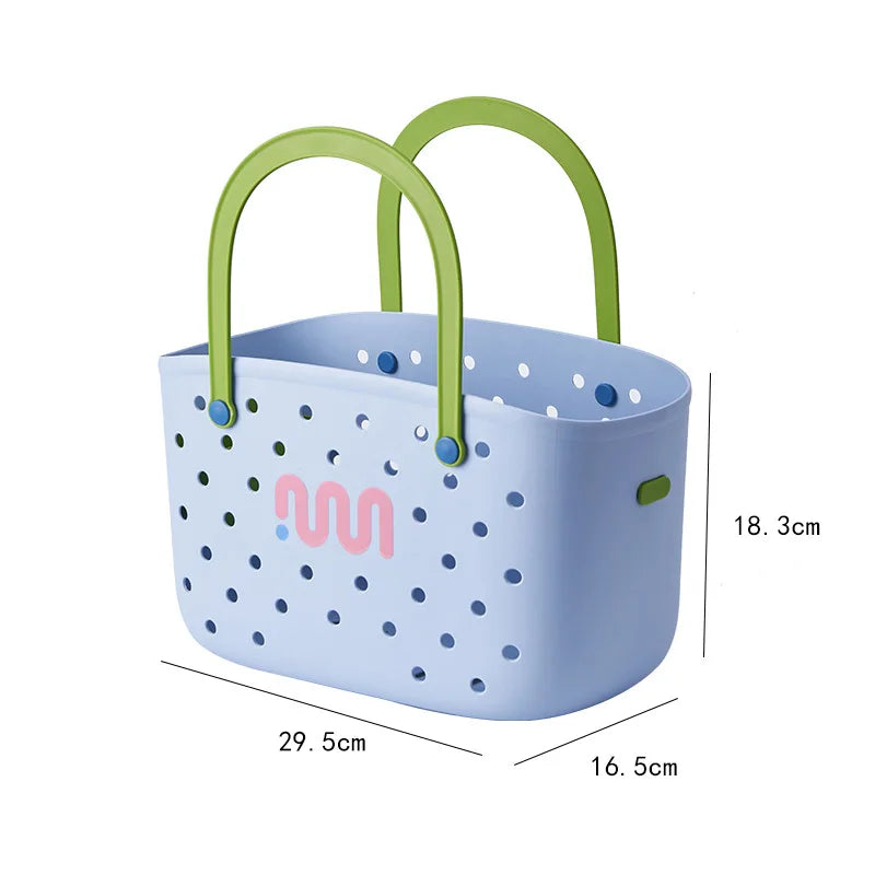 Handheld Bath Basket Leachable Grocery Basket Bathroom Housewares Storage Basket Bathhouse Toy Snack Plastic Organizer