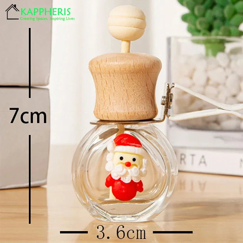 1PCS Christmas Hanging Car Air Freshener Empty Glass Perfume Bottle Freshener Santa Car Interior Accessories Hanging Scents