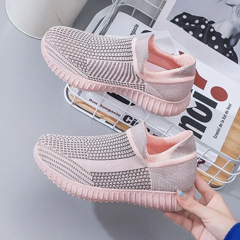 Sports Mesh Breathable Flat Athletic Sneakers Female Footwear Low Women's Shoes Pink Slip on New Arrival 2024 Spring Original In