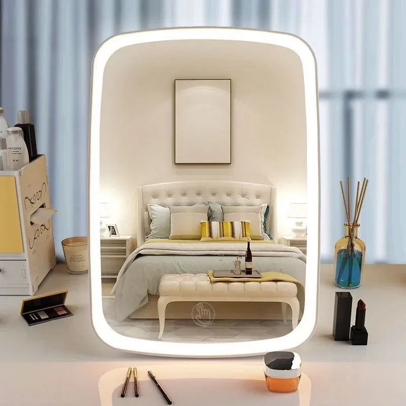 New Cute desktop LED home with light smart beauty mirror Kawaii folding dormitory makeup photo supplement mirror gift wholesale