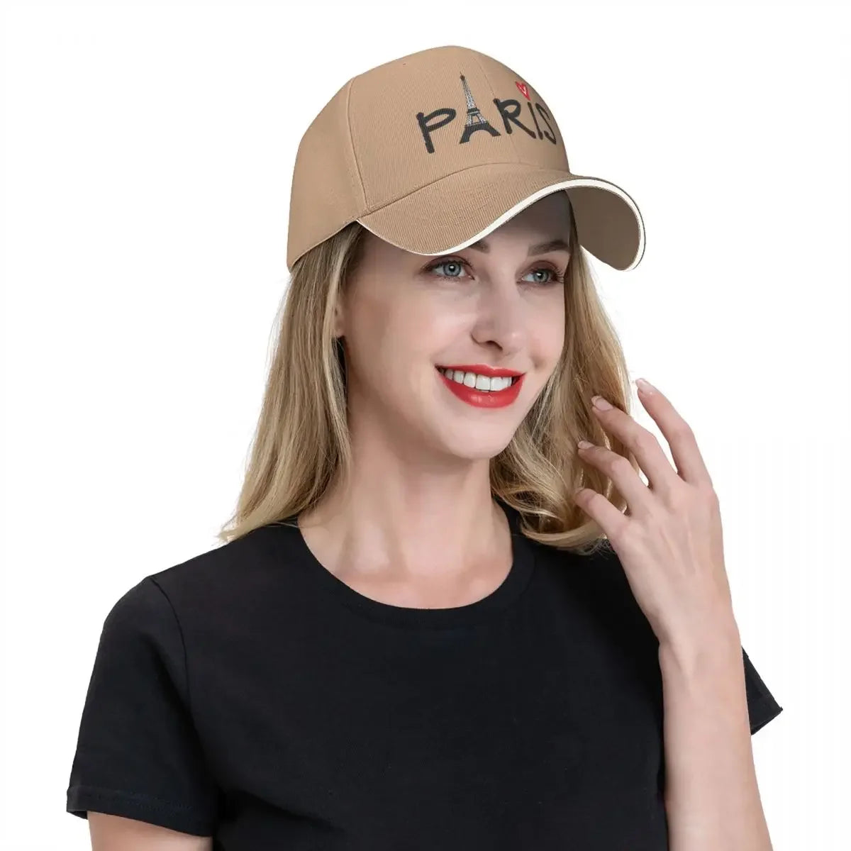 Paris With Eiffel Tower Baseball Cap Red Heart Outdoor Gym Trucker Hat Dropshipping Unisex-Teens Cute Custom Logo Baseball Caps