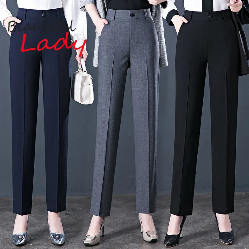 Large Size Dress Pants Women 2022 Spring Autumn Office Wear Lady Trousers High Waist Straight Pants Female Loose Pants