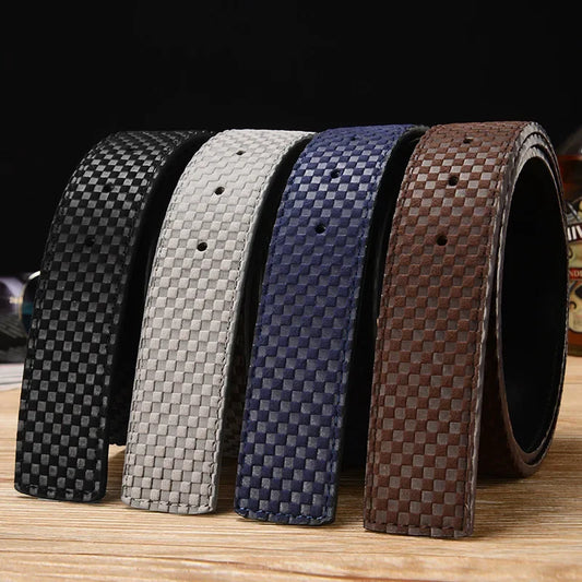 Cowhide Men's Belt Luxury Design Business Casual All-Match Jeans Accessories Retro High Quality Leather No Buckle 3.8cm