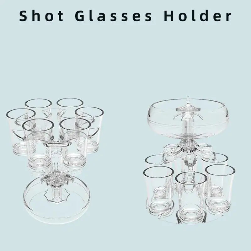 6 Shot Wine Liquor Dispenser with 6 glasses Glass Wine Whisky Beer Dispenser Holder Party Drink Dispenser Station