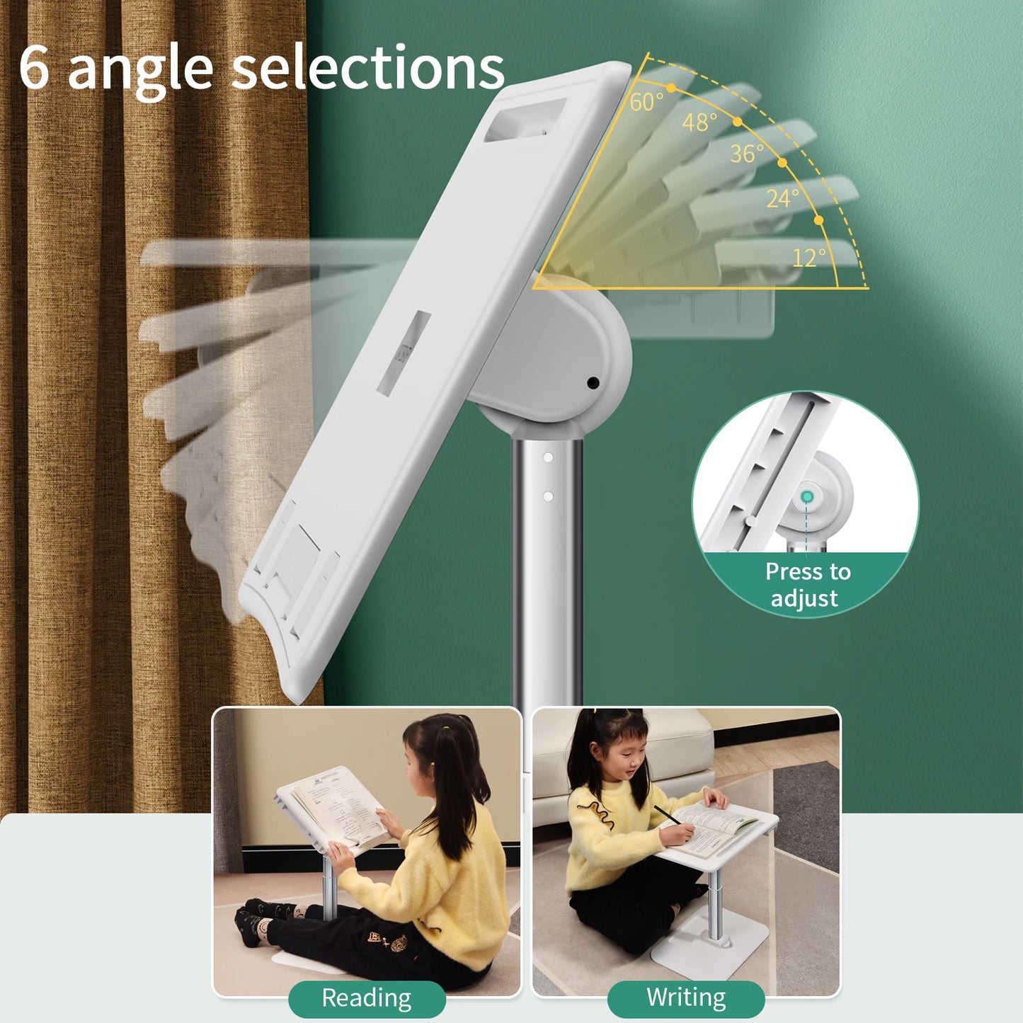 Oatsbasf Angle Height Adjustable Laptop Stand with LED Light Liftable Reading Desk with Night Light Notebook Holder Tablet Mount