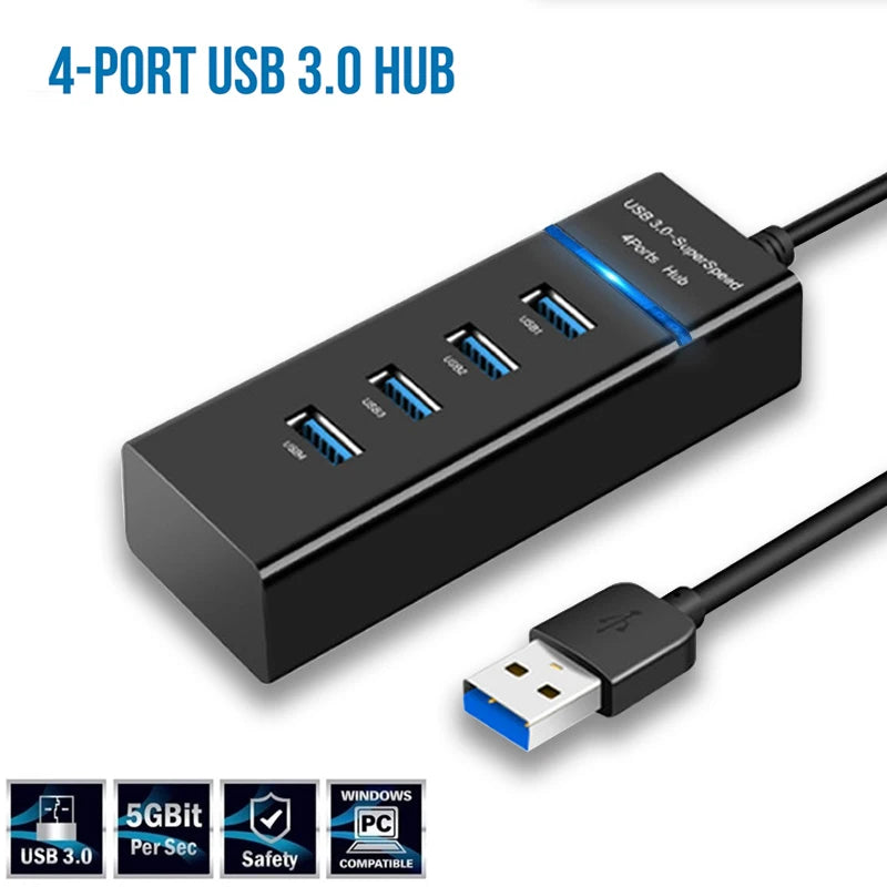 Hub Usb 5Gbps High Speed USB Hub 3 0 Multiple Port For PC Computer Accessories Docking Station Adapter 4-Ports Hab Splitter 3.0