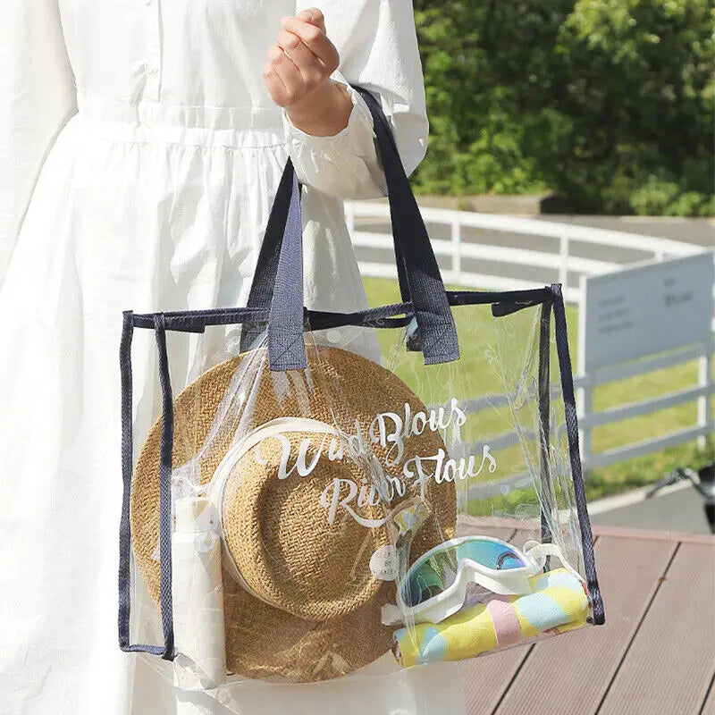 Summer Clear Tote Pvc Waterproof Bag Women Transparent Handbags Travel Ladies Large Shopper Shoulder Bag Beach Portable Pouch